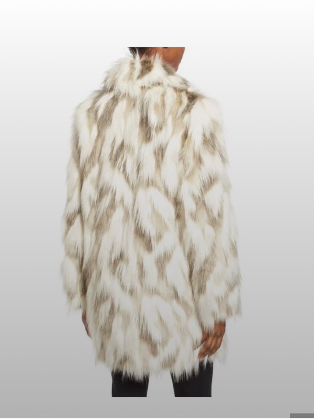 Elie Tahari Cream and Brown Faux Fur Coat - Picture 4 of 9